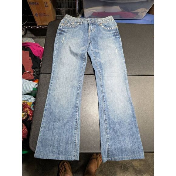 ZGO Premium Blue Jeans Bootcut Light Wash Embellishments on Front Pockets and Wa - Picture 2 of 7